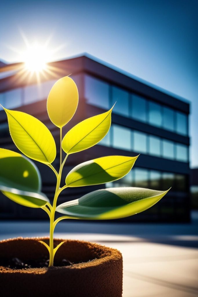 plant-front-building-with-sun-shining-it_1340-39015